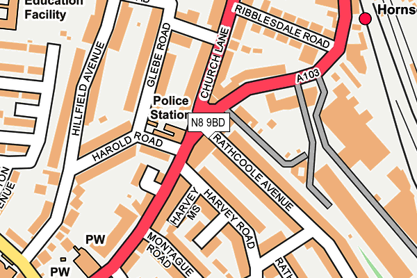 N8 9BD map - OS OpenMap – Local (Ordnance Survey)