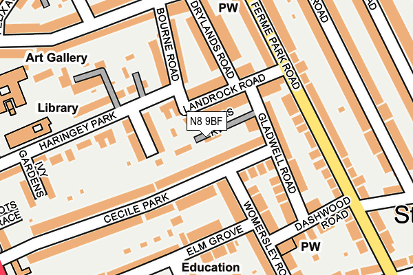 N8 9BF map - OS OpenMap – Local (Ordnance Survey)