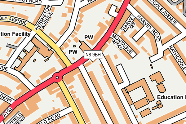 N8 9BH map - OS OpenMap – Local (Ordnance Survey)