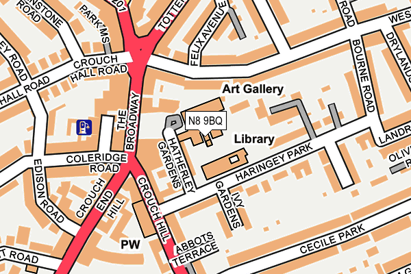 N8 9BQ map - OS OpenMap – Local (Ordnance Survey)