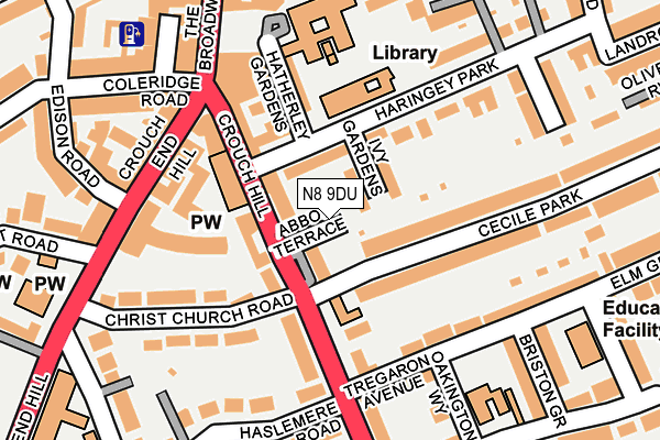N8 9DU map - OS OpenMap – Local (Ordnance Survey)
