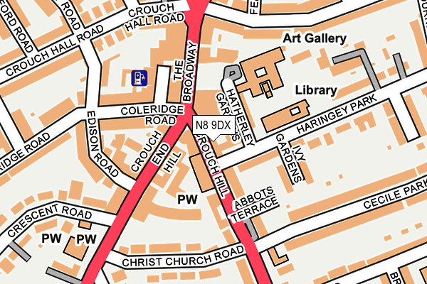 N8 9DX map - OS OpenMap – Local (Ordnance Survey)