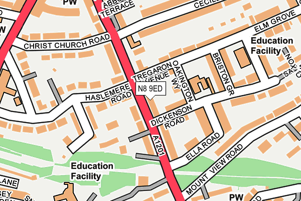 N8 9ED map - OS OpenMap – Local (Ordnance Survey)