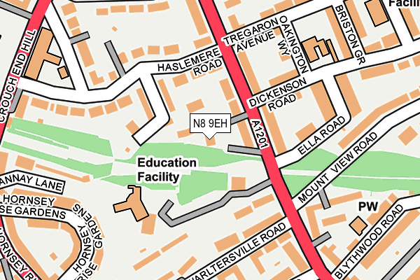 N8 9EH map - OS OpenMap – Local (Ordnance Survey)
