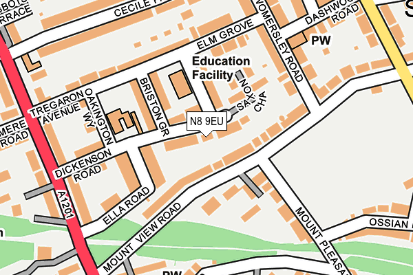 N8 9EU map - OS OpenMap – Local (Ordnance Survey)