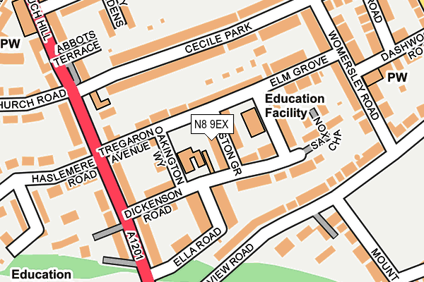 N8 9EX map - OS OpenMap – Local (Ordnance Survey)