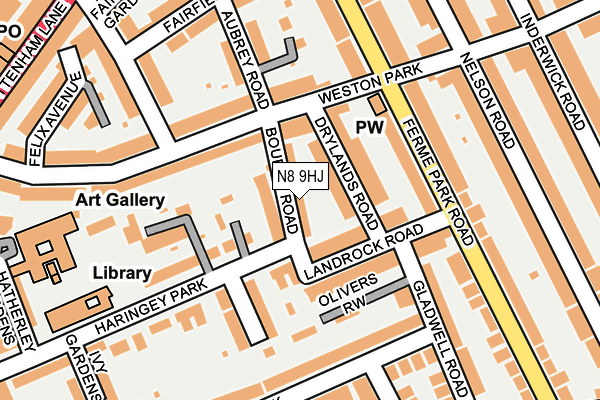 N8 9HJ map - OS OpenMap – Local (Ordnance Survey)