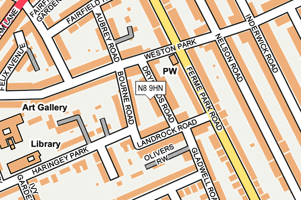 N8 9HN map - OS OpenMap – Local (Ordnance Survey)