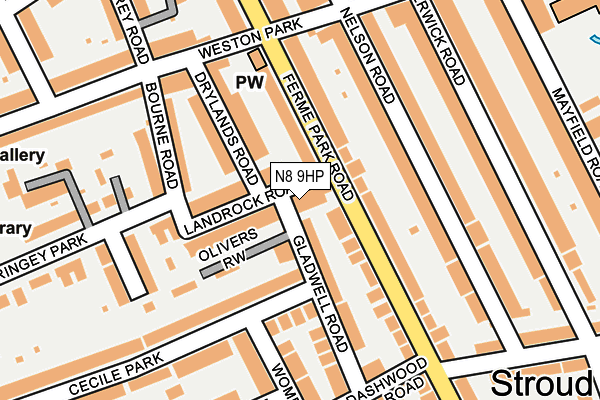 N8 9HP map - OS OpenMap – Local (Ordnance Survey)