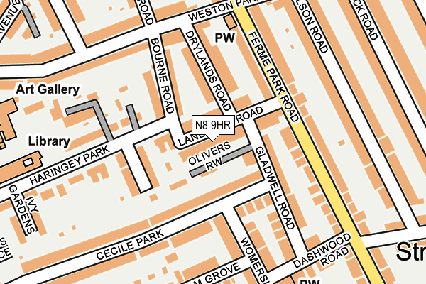 N8 9HR map - OS OpenMap – Local (Ordnance Survey)