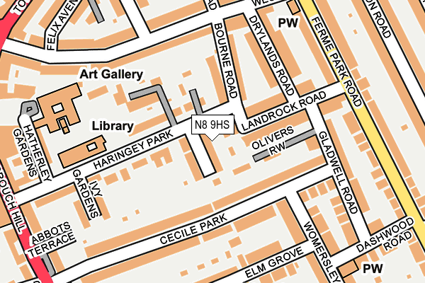 N8 9HS map - OS OpenMap – Local (Ordnance Survey)