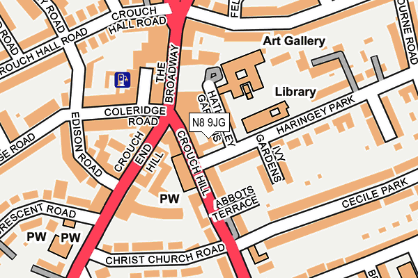 N8 9JG map - OS OpenMap – Local (Ordnance Survey)