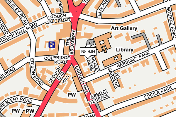 N8 9JH map - OS OpenMap – Local (Ordnance Survey)