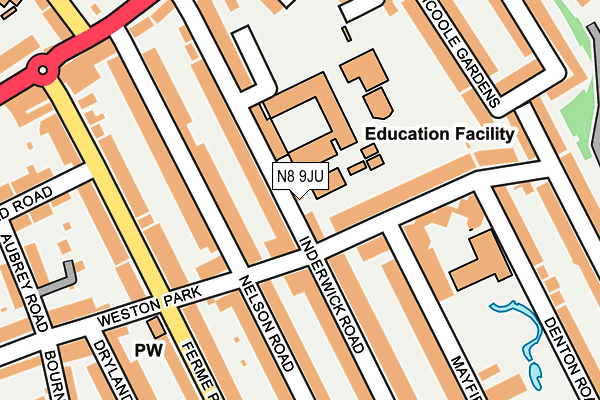 N8 9JU map - OS OpenMap – Local (Ordnance Survey)