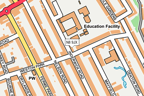 N8 9JX map - OS OpenMap – Local (Ordnance Survey)