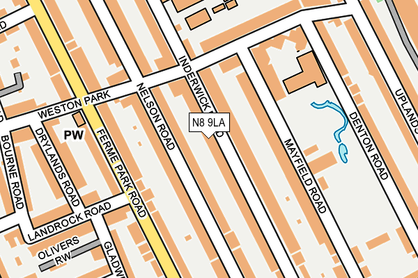 N8 9LA map - OS OpenMap – Local (Ordnance Survey)