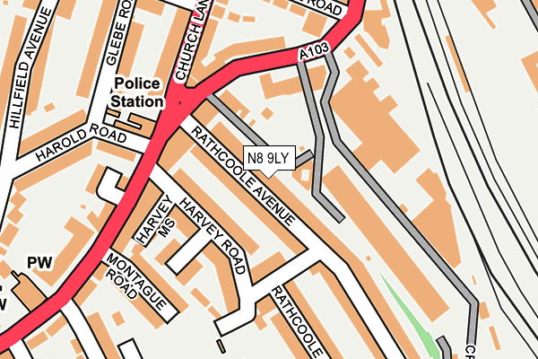 N8 9LY map - OS OpenMap – Local (Ordnance Survey)