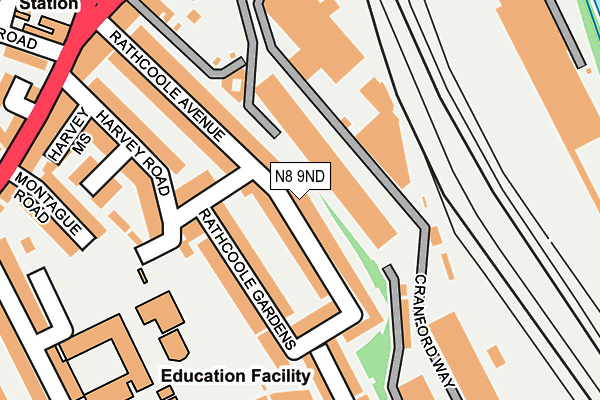 N8 9ND map - OS OpenMap – Local (Ordnance Survey)