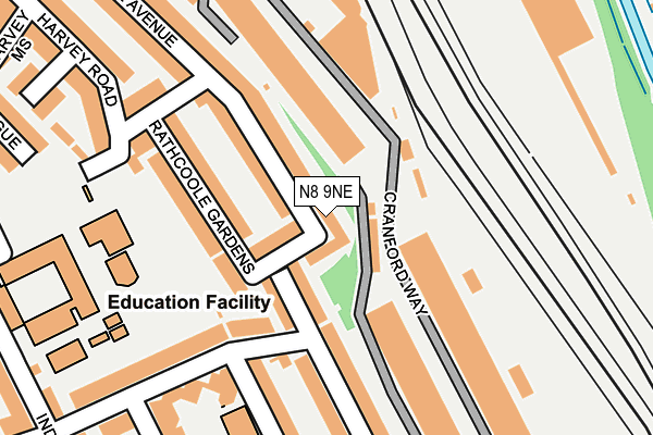 N8 9NE map - OS OpenMap – Local (Ordnance Survey)