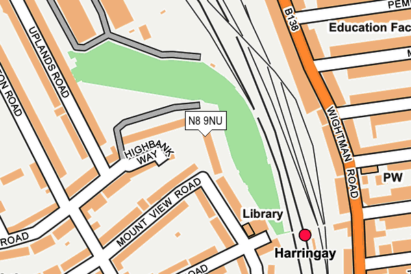 N8 9NU map - OS OpenMap – Local (Ordnance Survey)