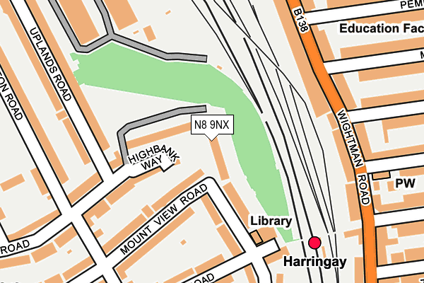 N8 9NX map - OS OpenMap – Local (Ordnance Survey)