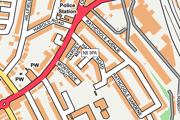 N8 9PA map - OS OpenMap – Local (Ordnance Survey)