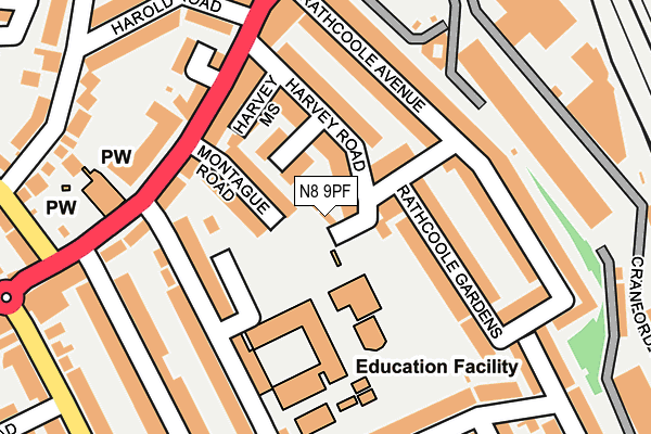 N8 9PF map - OS OpenMap – Local (Ordnance Survey)