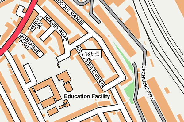 N8 9PG map - OS OpenMap – Local (Ordnance Survey)