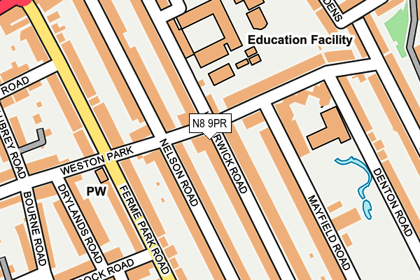 N8 9PR map - OS OpenMap – Local (Ordnance Survey)