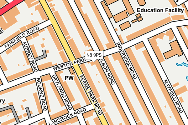 N8 9PS map - OS OpenMap – Local (Ordnance Survey)