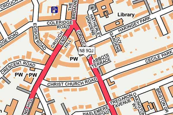 N8 9QJ map - OS OpenMap – Local (Ordnance Survey)