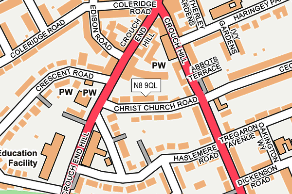 N8 9QL map - OS OpenMap – Local (Ordnance Survey)