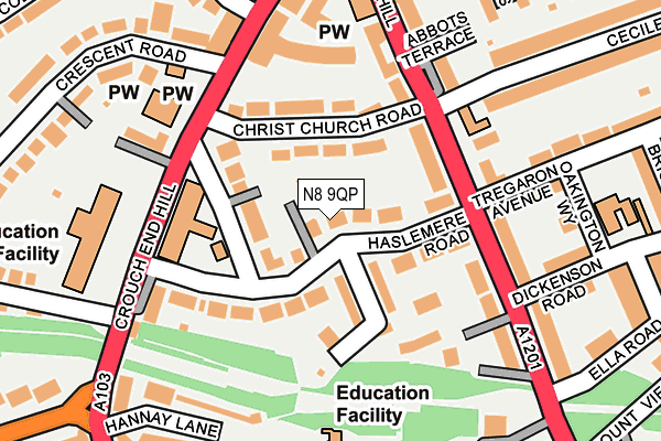 N8 9QP map - OS OpenMap – Local (Ordnance Survey)