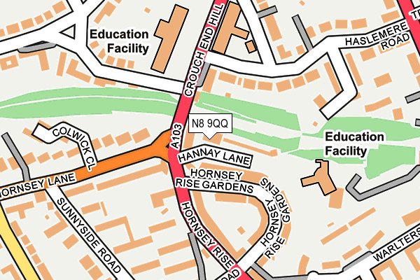 N8 9QQ map - OS OpenMap – Local (Ordnance Survey)