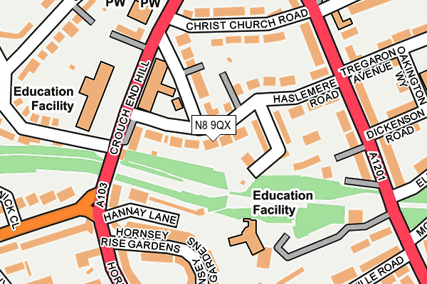 N8 9QX map - OS OpenMap – Local (Ordnance Survey)