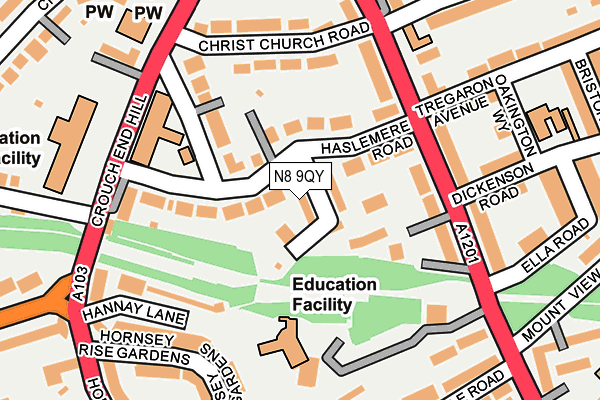 N8 9QY map - OS OpenMap – Local (Ordnance Survey)