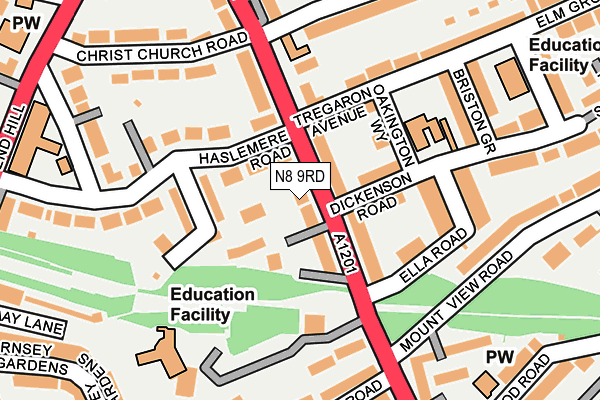 N8 9RD map - OS OpenMap – Local (Ordnance Survey)