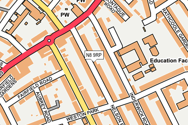 N8 9RP map - OS OpenMap – Local (Ordnance Survey)