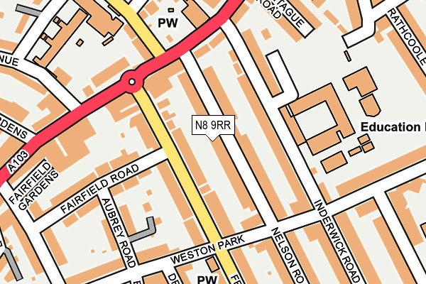 N8 9RR map - OS OpenMap – Local (Ordnance Survey)