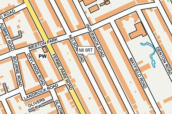 N8 9RT map - OS OpenMap – Local (Ordnance Survey)