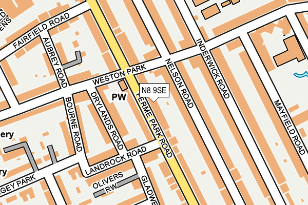N8 9SE map - OS OpenMap – Local (Ordnance Survey)
