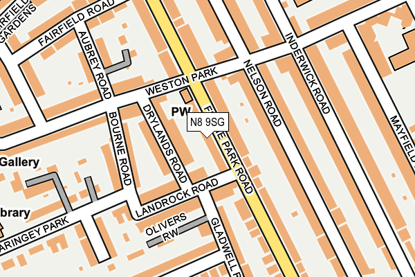 N8 9SG map - OS OpenMap – Local (Ordnance Survey)