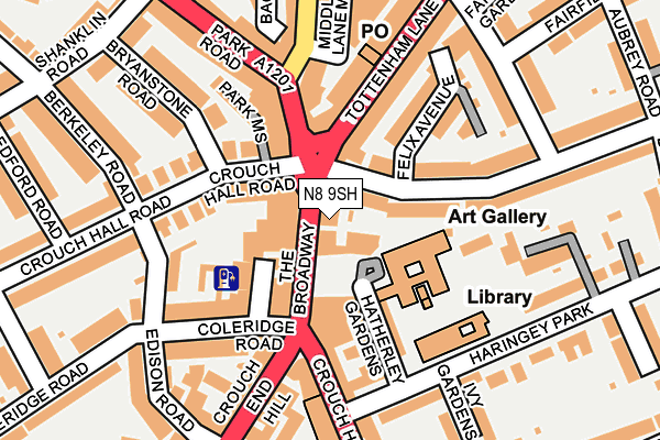 N8 9SH map - OS OpenMap – Local (Ordnance Survey)