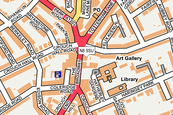 N8 9SU map - OS OpenMap – Local (Ordnance Survey)