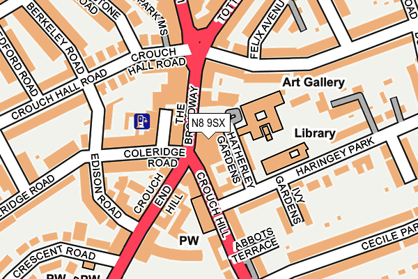 N8 9SX map - OS OpenMap – Local (Ordnance Survey)