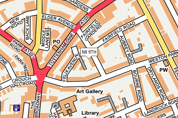 N8 9TH map - OS OpenMap – Local (Ordnance Survey)