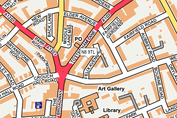 N8 9TL map - OS OpenMap – Local (Ordnance Survey)