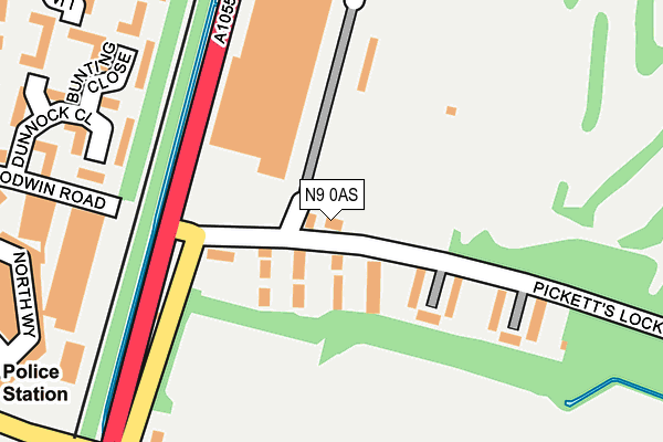 N9 0AS map - OS OpenMap – Local (Ordnance Survey)