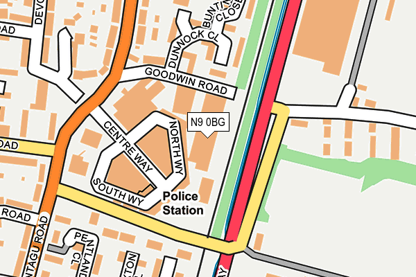 N9 0BG map - OS OpenMap – Local (Ordnance Survey)