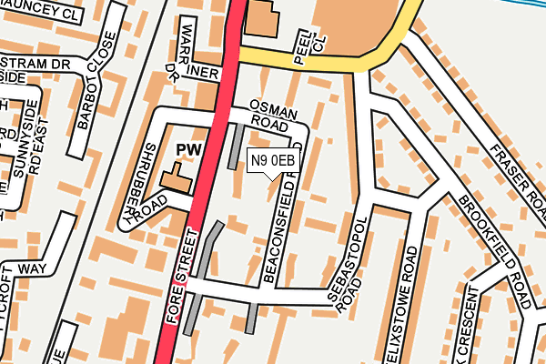 N9 0EB map - OS OpenMap – Local (Ordnance Survey)